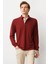Erkek Polo Yaka Pike Dokuma Sweatshirt Bordo 5