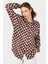 Kahve Puantiye Desen Oversize Saten Gömlek 9411 2