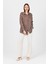 Kahve Puantiye Desen Oversize Saten Gömlek 9411 3