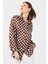 Kahve Puantiye Desen Oversize Saten Gömlek 9411 4