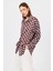 Bordo Puantiye Desen Oversize Saten Gömlek 9411 1