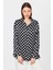 Siyah Puantiye Desen Oversize Saten Gömlek 9411 3