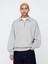 Erkek Gri Heavyweight Oversized Yarım Fermuarlı Sweatshirt 1