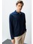Erkek Polo Yaka Sweatshirt Lacivert 4
