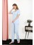 Modaserdem Mdsrdm Kadın Kısa Kol Pamuk Penye Pijama Takım Mavi 4213 4
