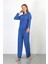 Modaserdem Mdsrdm Kadın Bürümcük Kumaş Pijama Takım Saks 4233 3