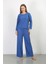 Modaserdem Mdsrdm Kadın Bürümcük Kumaş Pijama Takım Saks 4233 5