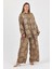 Varaklı Desenli Kadın Takım-Kahve 3