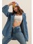 0662 Denim Balon Kollu Kot Ceket - Mavi 3