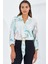 Oversize Dökümlü Crop Saten Gömlek 906 - Mint 1