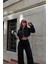 Gabardin Crop Ceket-Kargo Pantolon Takım - Siyah 1