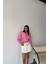 Crop Poplin Gömlek Yaka Kenar Dantel Detaylı - Pembe 1