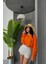 Crop Gömlek Beyaz Yaka ve Etiket Detaylı - Orange 1