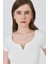 Beyaz Gold Aksesuar Detaylı Viskoz/yumuşak Kumaş Tişört 1460 4