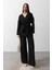 Beli Bağlamalı Tunik ve Beli Bağlamalı Pantolon Takım - Siyah 1