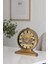 Premium Serisi Modern Kadranlı Döner Çarklı 32X28 cm Ev ve Ofis Masa ve Duvar Saati Roma Rakamlı Harita Baskılı Gold 3