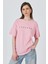 Pembe Yazı Baskılı Pamuklu Oversize Tişört 2150-3M 1