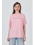 Pembe Yazı Baskılı Pamuklu Oversize Tişört 2150-3M 2