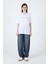Beyaz Yazı Baskılı Pamuklu Oversize Tişört 2150-3M 3