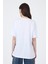 Beyaz Yazı Baskılı Pamuklu Oversize Tişört 2150-3M 5
