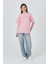 Pembe Yazı Baskılı Pamuklu Oversize Tişört 2150-3M 3