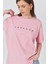 Pembe Yazı Baskılı Pamuklu Oversize Tişört 2150-3M 4