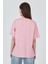 Pembe Yazı Baskılı Pamuklu Oversize Tişört 2150-3M 5