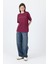 Bordo Yazı Baskılı Pamuklu Oversize Tişört 2150-3M 2
