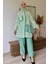 Ekose Desenli Fırfırlı Tunik Pantolon Tesettür Ikili Takım P-00012517 2