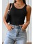 Kadın Siyah Kolsuz Kalın Askılı Uzun Crop Top Bluz & Atlet 5
