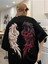 Trend Vintage Esintili Gül&kanat Baskılı Oversize Unisex T-Shirt 3