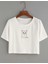 Yazılı ve Baskılı Oversize Pamuklu Rahat Kalıp Crop Tshirt 1