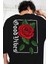 Hunors - Oversize Rose Unisex Siyah T-Shirt 1