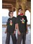 2'li Sevgili Kombini Mickey Mouse Yılbaşı Baskılı Siyah Oversize Unisex Tshirt 1
