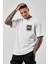 Oversize Beyaz Greed Baskılı T-Shirt 1