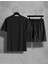 Butterfly Baskılı Oversize Pamuk Penye Kumaş Siyah Tshirt 2