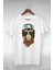 Beyaz - Weed Yeşil Şapkalı Atkılı Goril Çizim - Vip Tasarım Tshirt 1