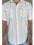 Erkek Çift Cepli Çizgili Kısa Kol Gömlek P-00017055 4