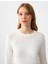 Ekru Bisiklet Yaka Uzun Kollu Düz Kesim Triko Kazak 5