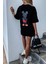 Oversize Kadın Siyah Mikey Mouse T-Shirt 1