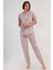 Kadın Büyük Beden Kısa Kol Pudra Pijama Takımı C0T7N2O804 1