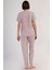 Kadın Büyük Beden Kısa Kol Pudra Pijama Takımı C0T7N2O804 4