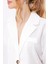 Beyaz Çift Düğmeli Oversize Crop Keten Ceket 0706 4