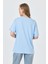 Mavi Yazı Baskılı Pamuklu Oversize Tişört 2150-6M 5