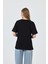 Siyah Yazı Baskılı Pamuklu Oversize Tişört 2150-6M 5