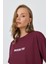 Bordo Yazı Baskılı Pamuklu Oversize Tişört 2150-6M 4