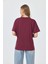 Bordo Yazı Baskılı Pamuklu Oversize Tişört 2150-6M 5