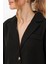 Siyah Çift Düğmeli Oversize Crop Keten Ceket 0706 3