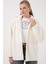 55446 Fermuarlı Oversize Peluş Mont - Bej 4