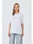 Beyaz Yazı Baskılı Oversize Pamuklu Tişört 2150-32M 2